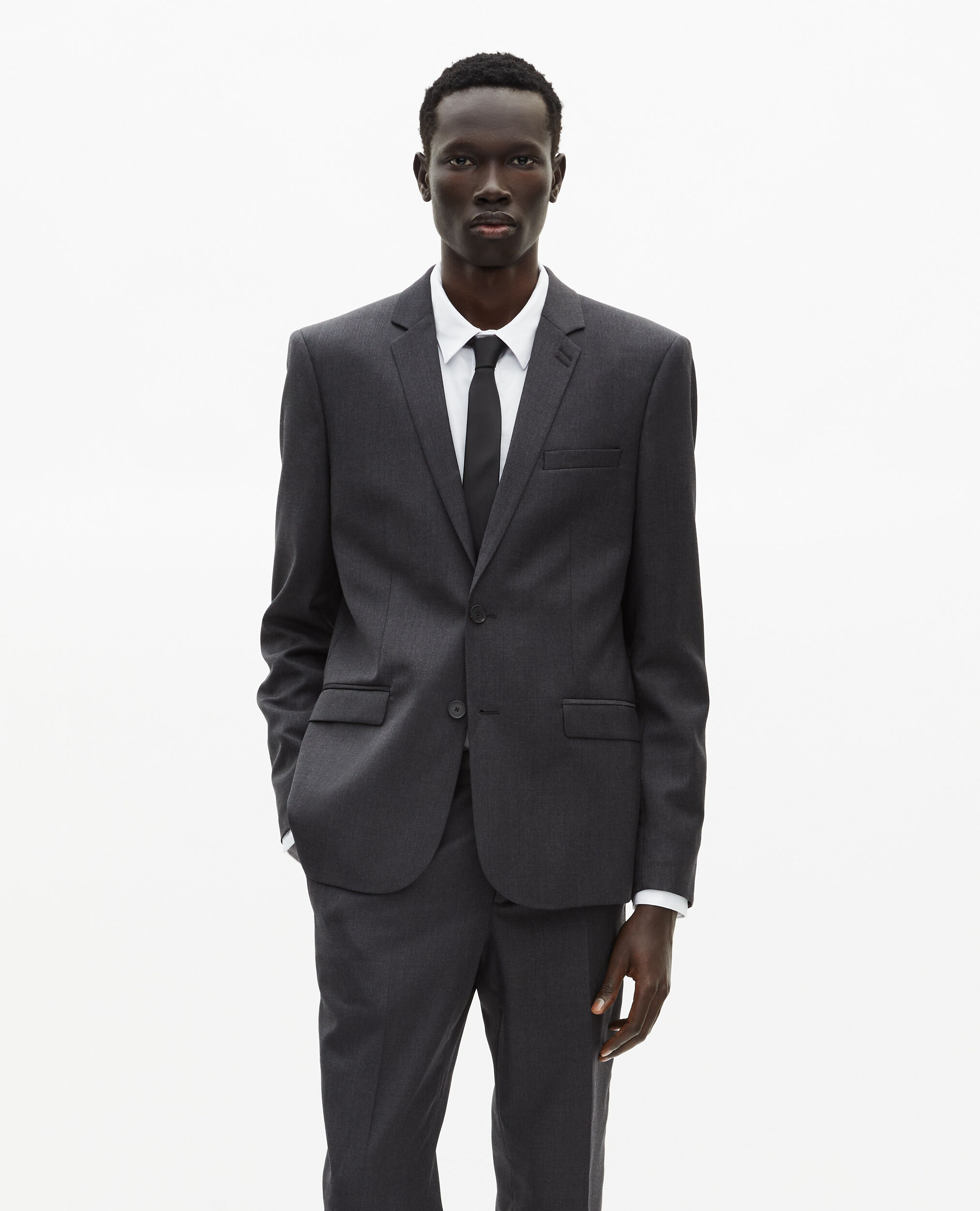 Gray wool suit jacket, GREY, hi-res image number null