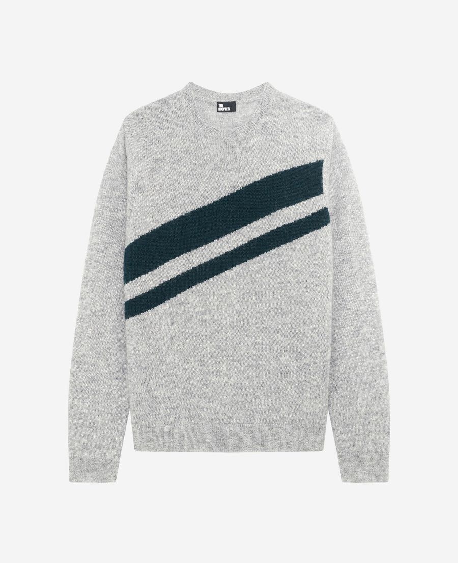 The Kooples MEN MIDDLE GREY sweater with contrasting grey stripes