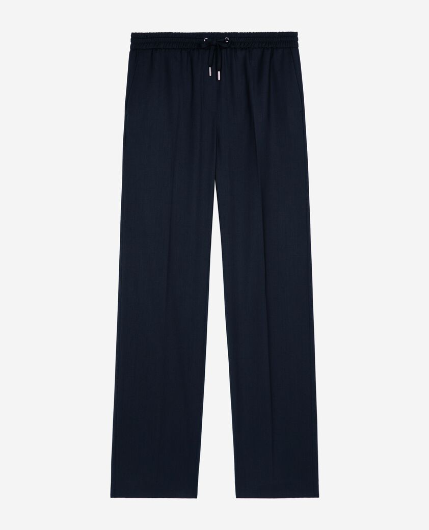 The Kooples FEMME DARK NAVY pantalon droit en laine bleu foncé