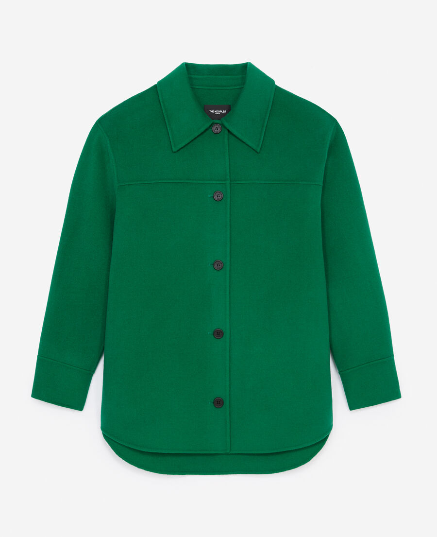 overshirt-style green wool jacket