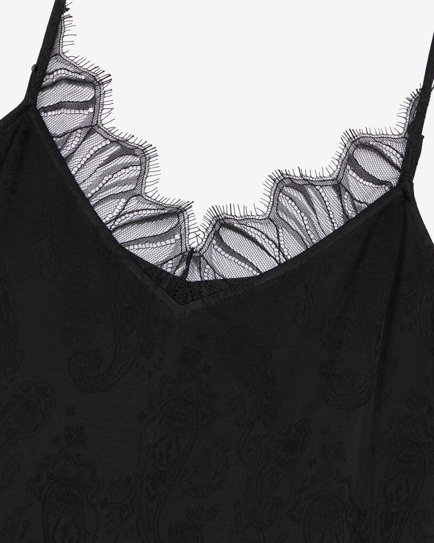 Robe nuisette longue jacquard noire, BLACK, hi-res image number null