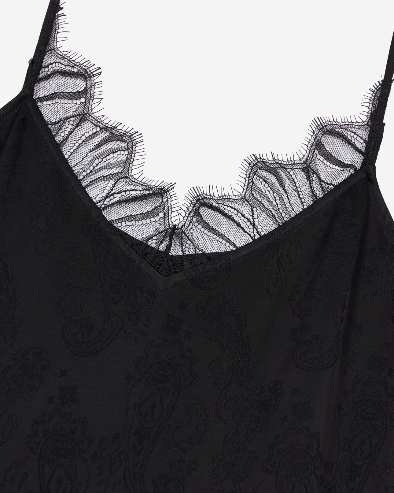 The Kooples MUJER BLACK vestido lencero largo negro jacquard floral