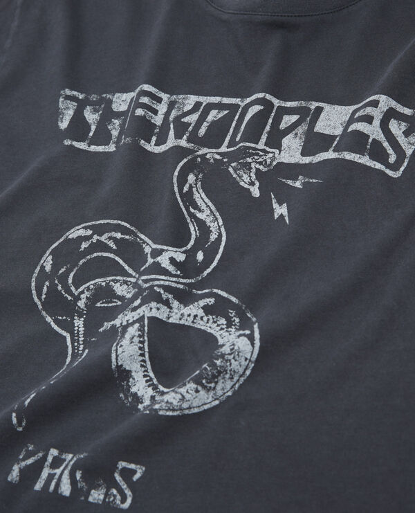 t-shirt noir délavé coton motif serpent