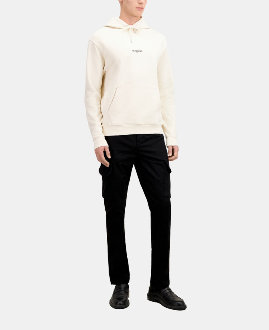 ecru hoodie with pouch pocket