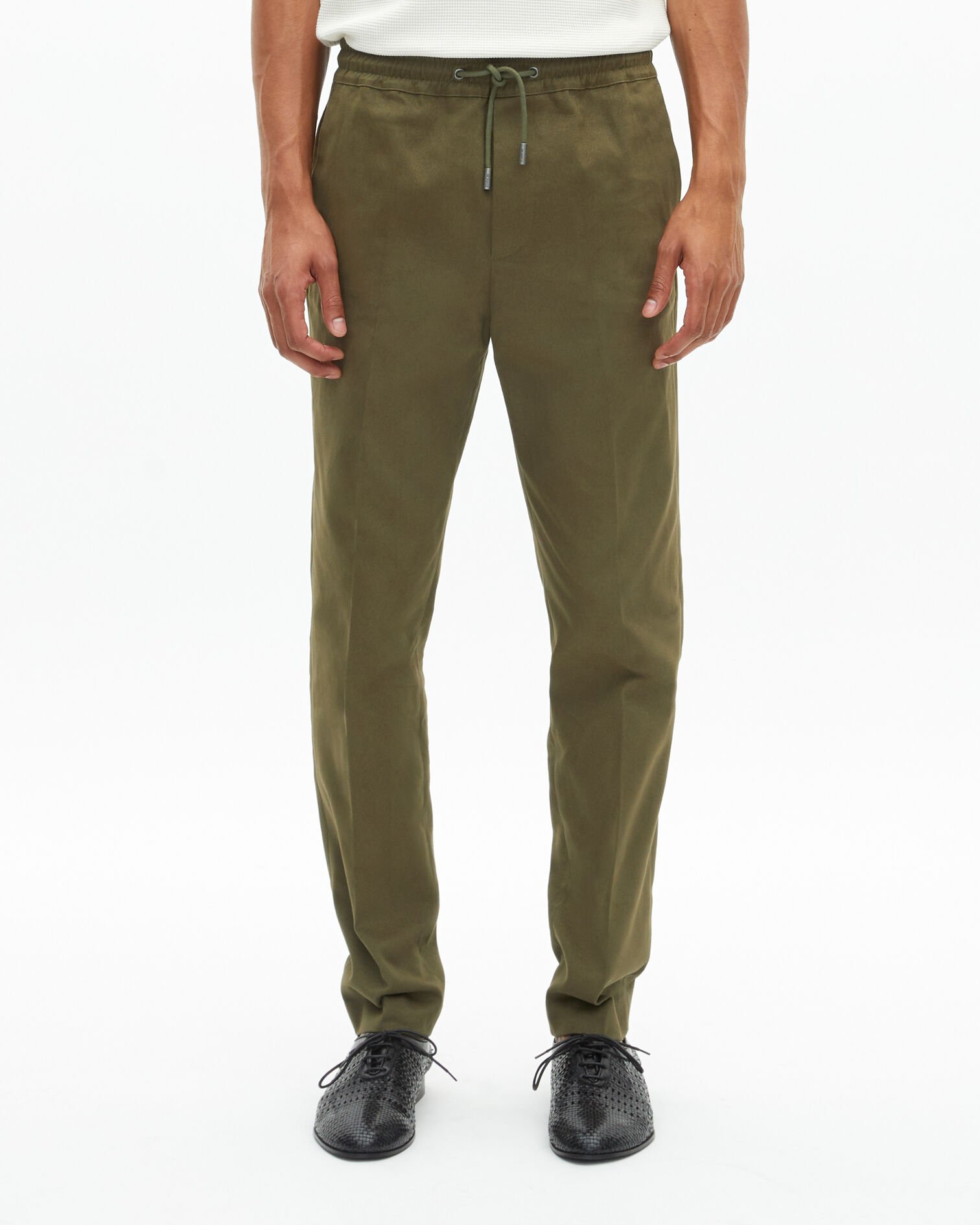 Pantalon droit en coton kaki, KAKI, hi-res image number null