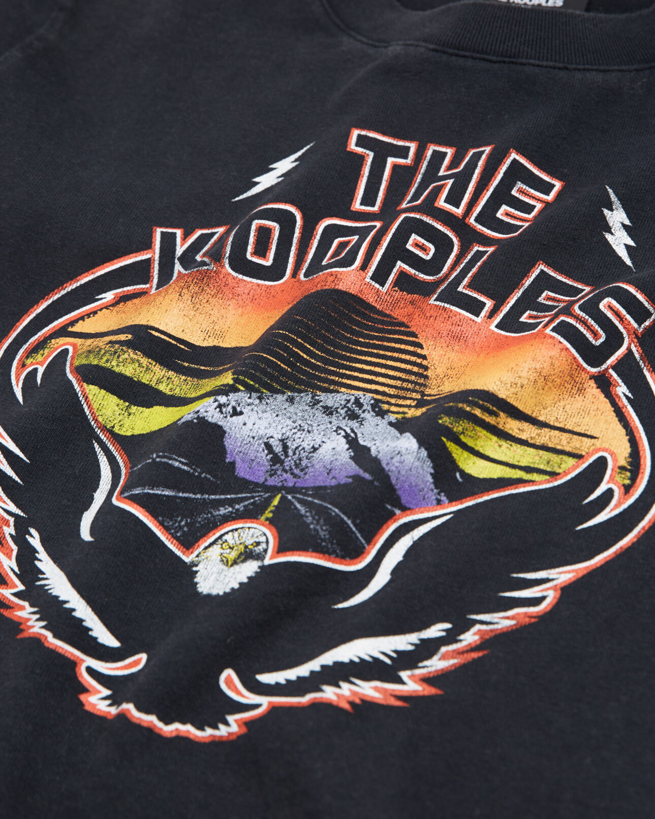 The Kooples WOMEN BLACK WASHED black short-sleeve cotton t-shirt with eagle print