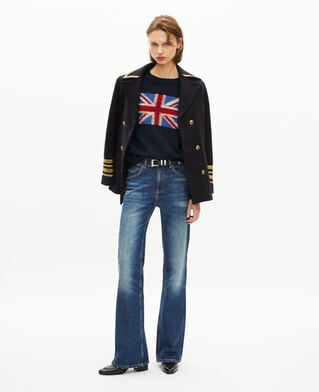 The Kooples FEMME NAVY pull drapeau anglais en coton marine