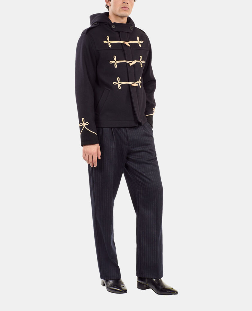 The Kooples HOMME DARK NAVY caban court à capuche bleu marine