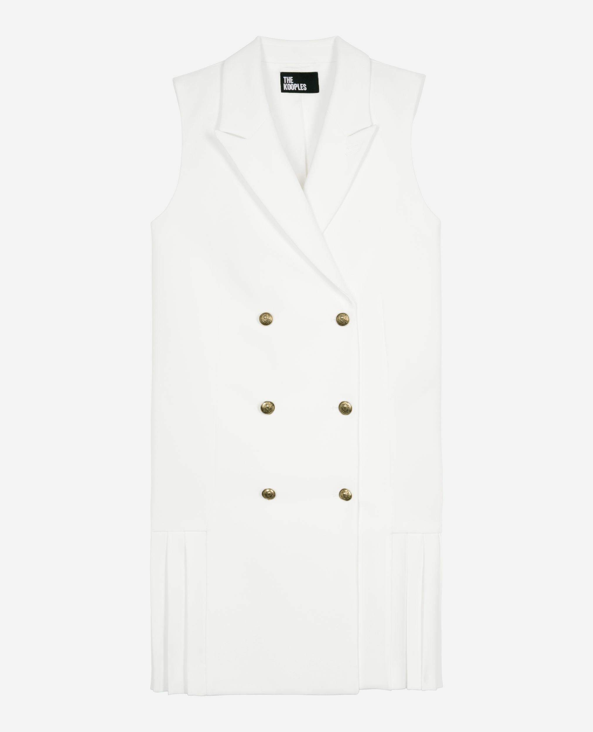Short tailored ecru dress, WHITE, hi-res image number null