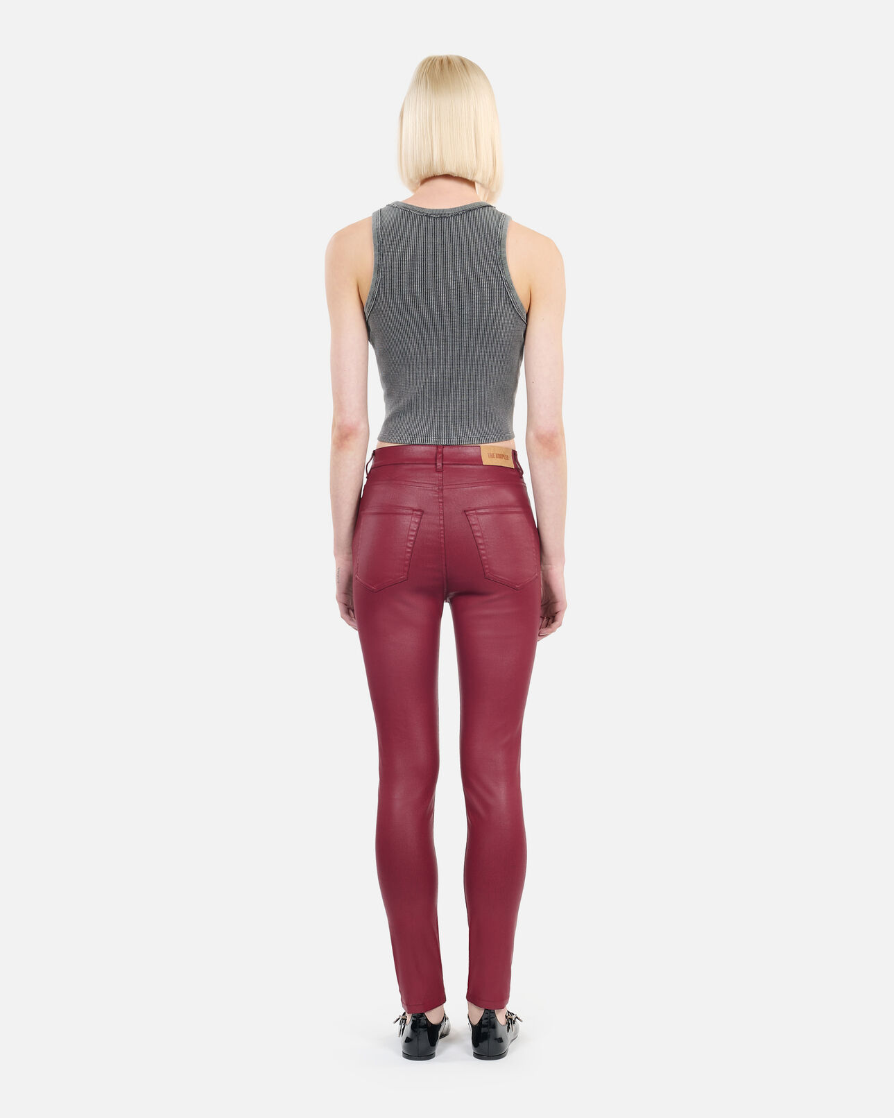 The Kooples WOMEN DARK RED red leather-effect skinny jeans