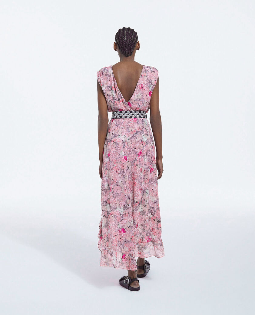 The Kooples WOMEN PINK pink long flowing dress with floral print