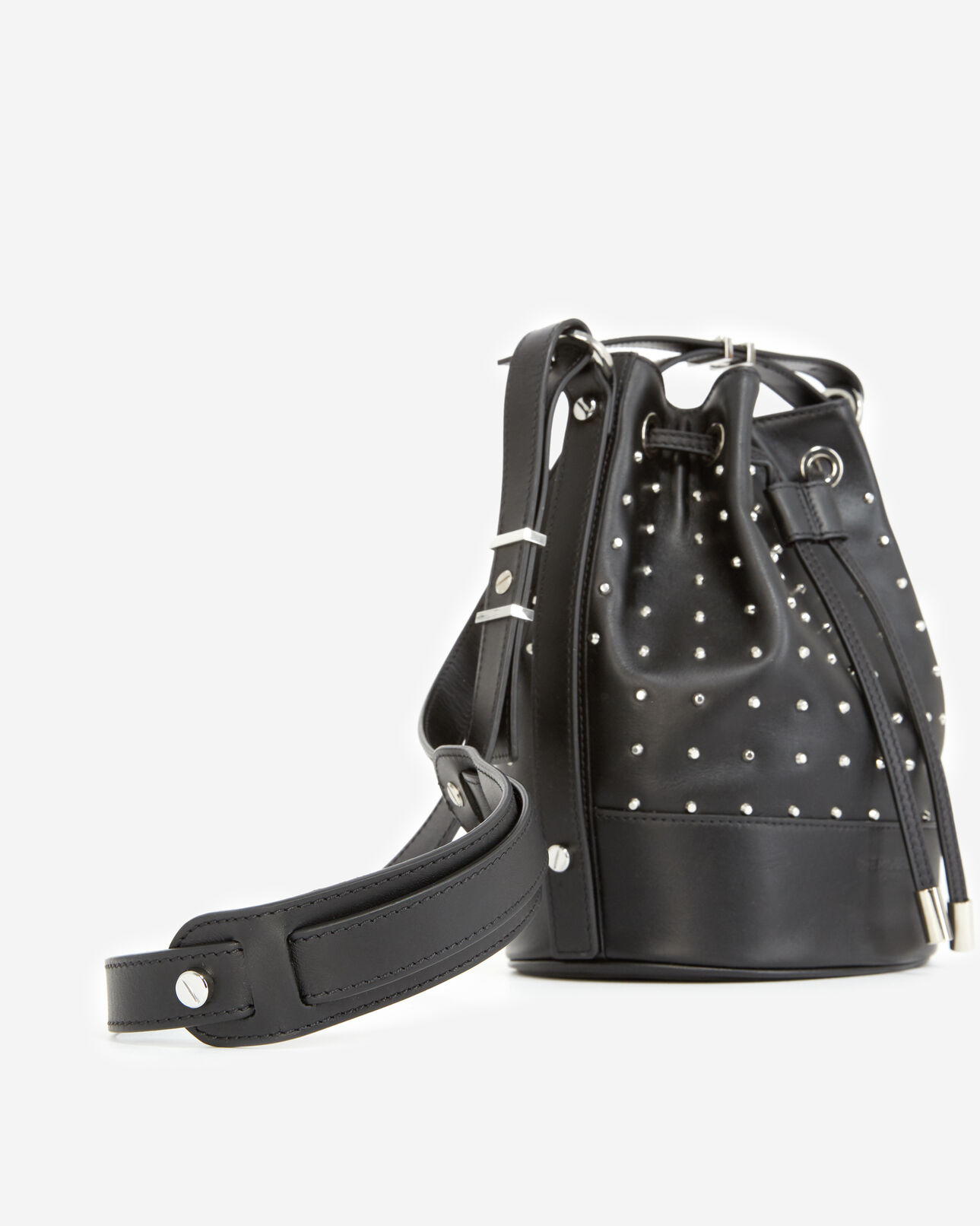 The Kooples WOMEN BLACK / SILVER studded medium tina bag in black leather