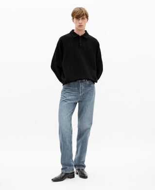 The Kooples HOMME BLACK WASHED sweatshirt col polo noir