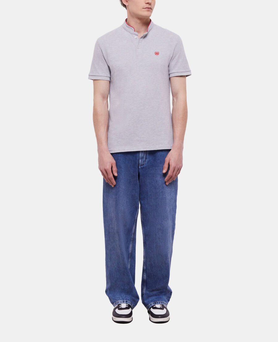 The Kooples H LIGHT GREY gray officer collar polo shirt
