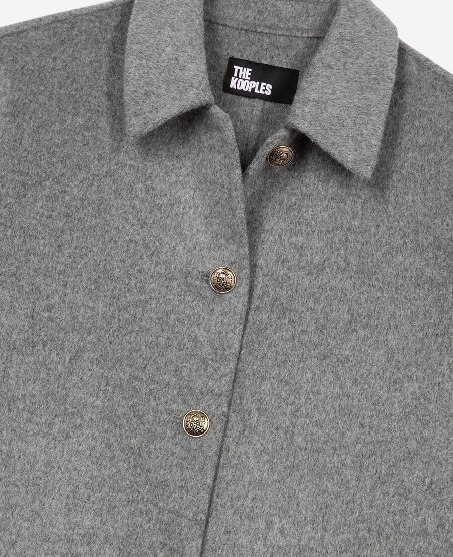 The Kooples DAMEN GREY langer mantel aus doppelseitiger wolle mit grauem cape