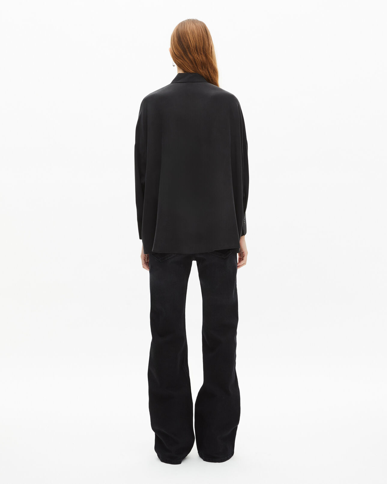 The Kooples WOMEN BLACK loose black washed silk shirt