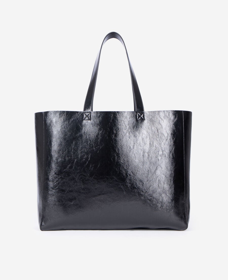 The Kooples WOMEN BLACK black leather-effect shopping bag