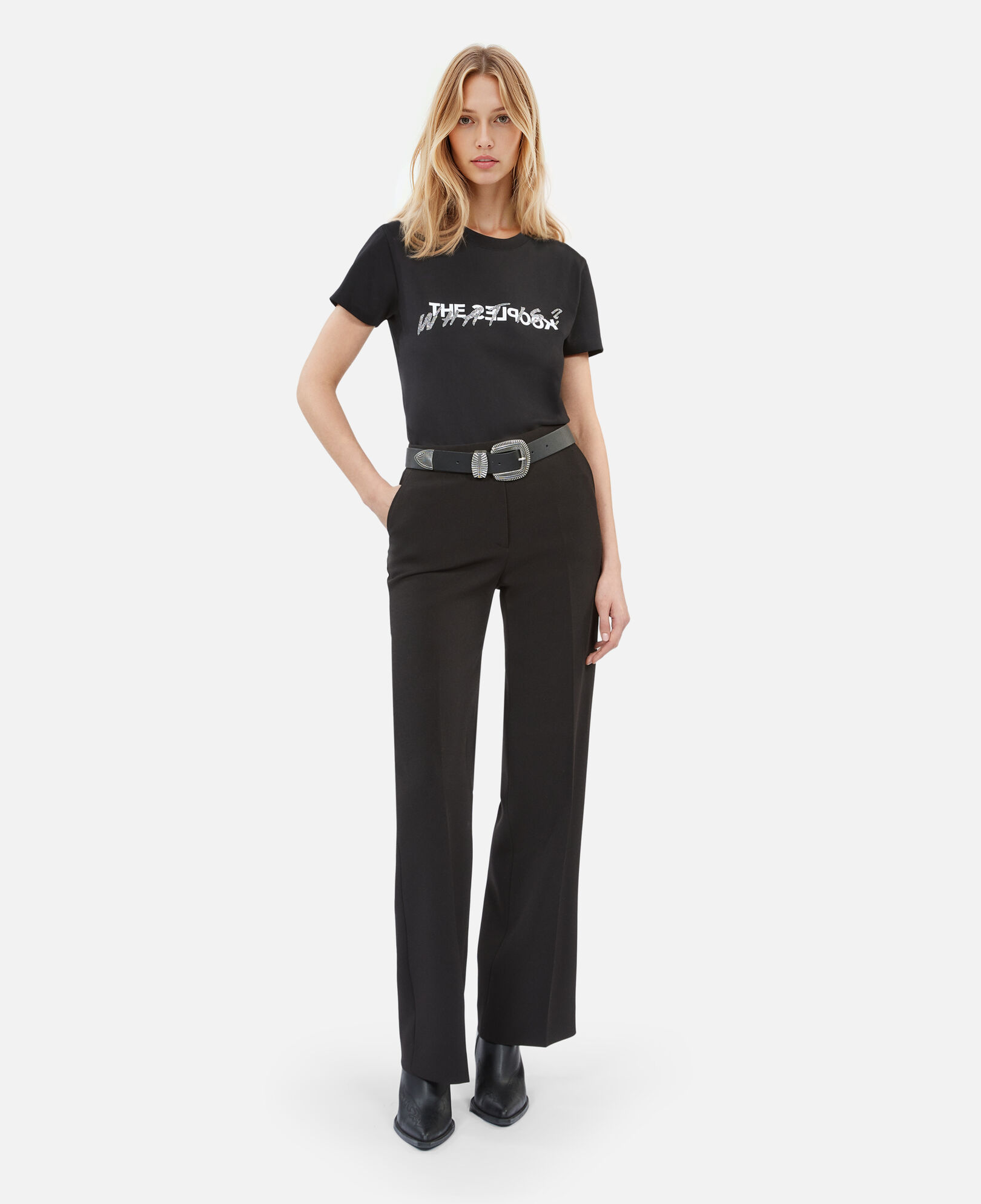 The Kooples MUJER BLACK pantalones traje negros crepé
