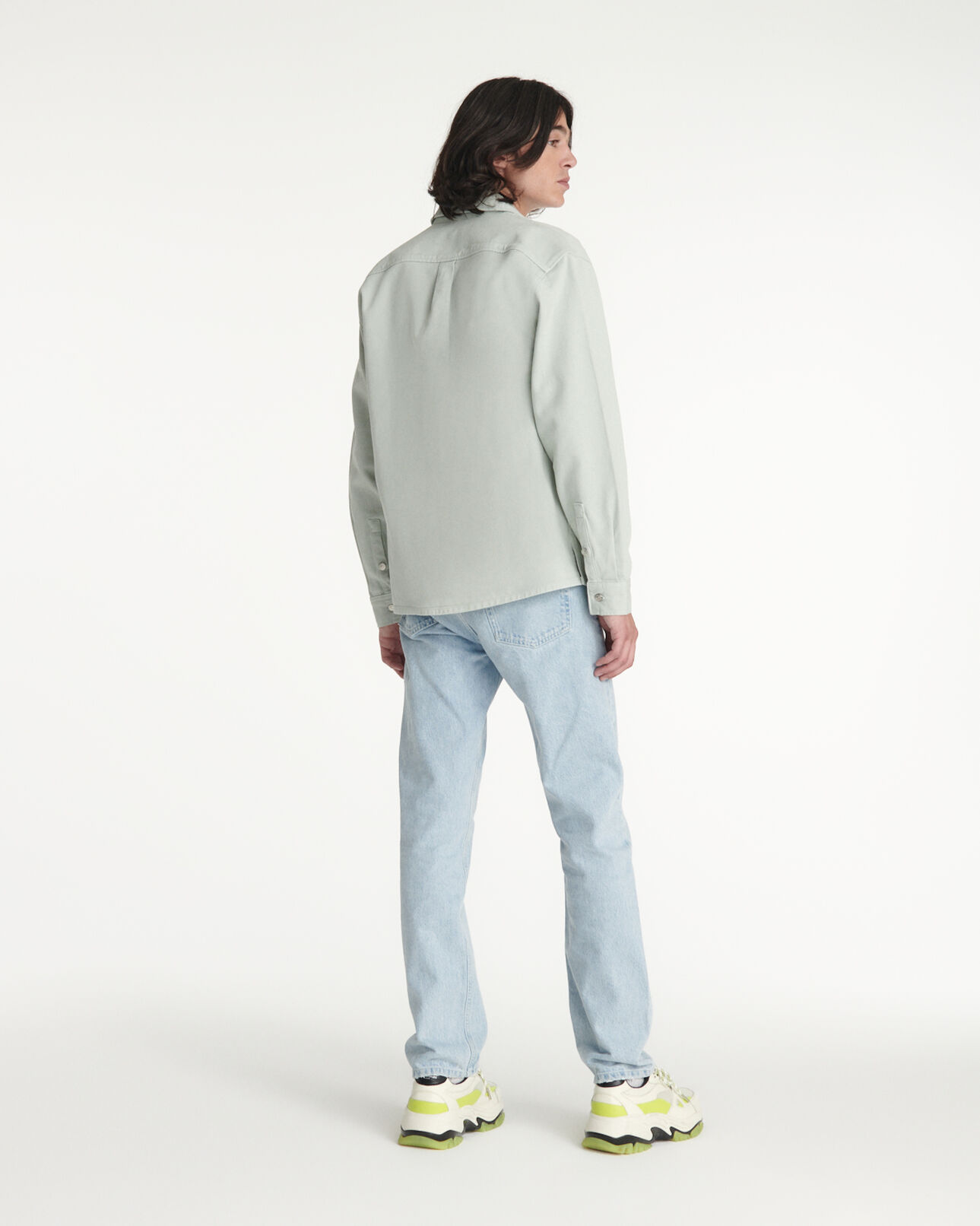 The Kooples MEN MINT mint green denim shirt with pockets