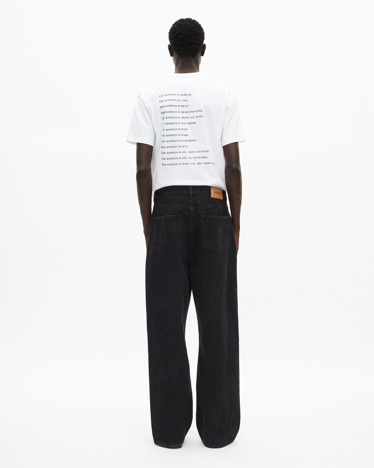 The Kooples HOMME BLACK WASHED jean baggy effet côtelé noir