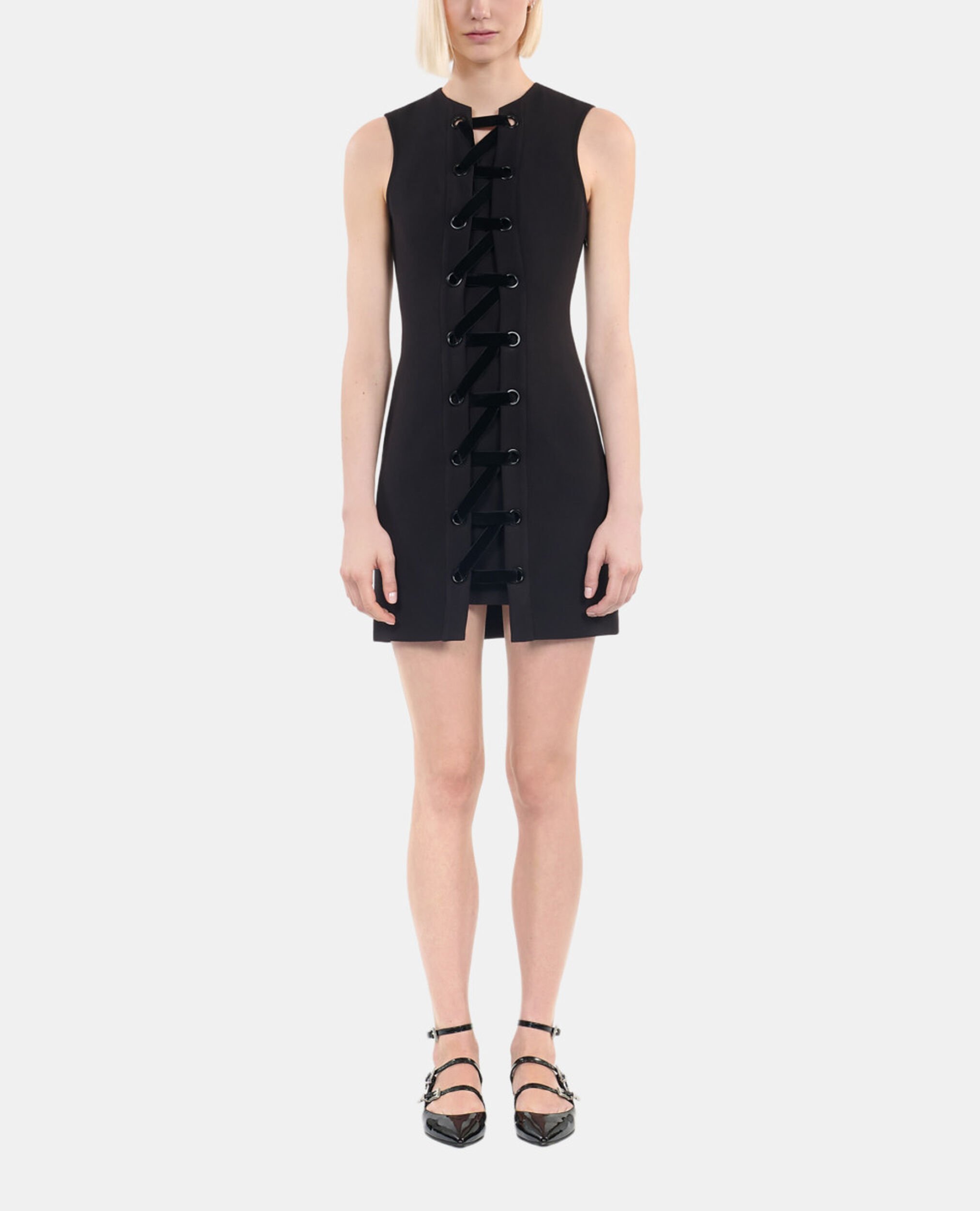 Robe courte avec laçage noire, BLACK, hi-res image number null