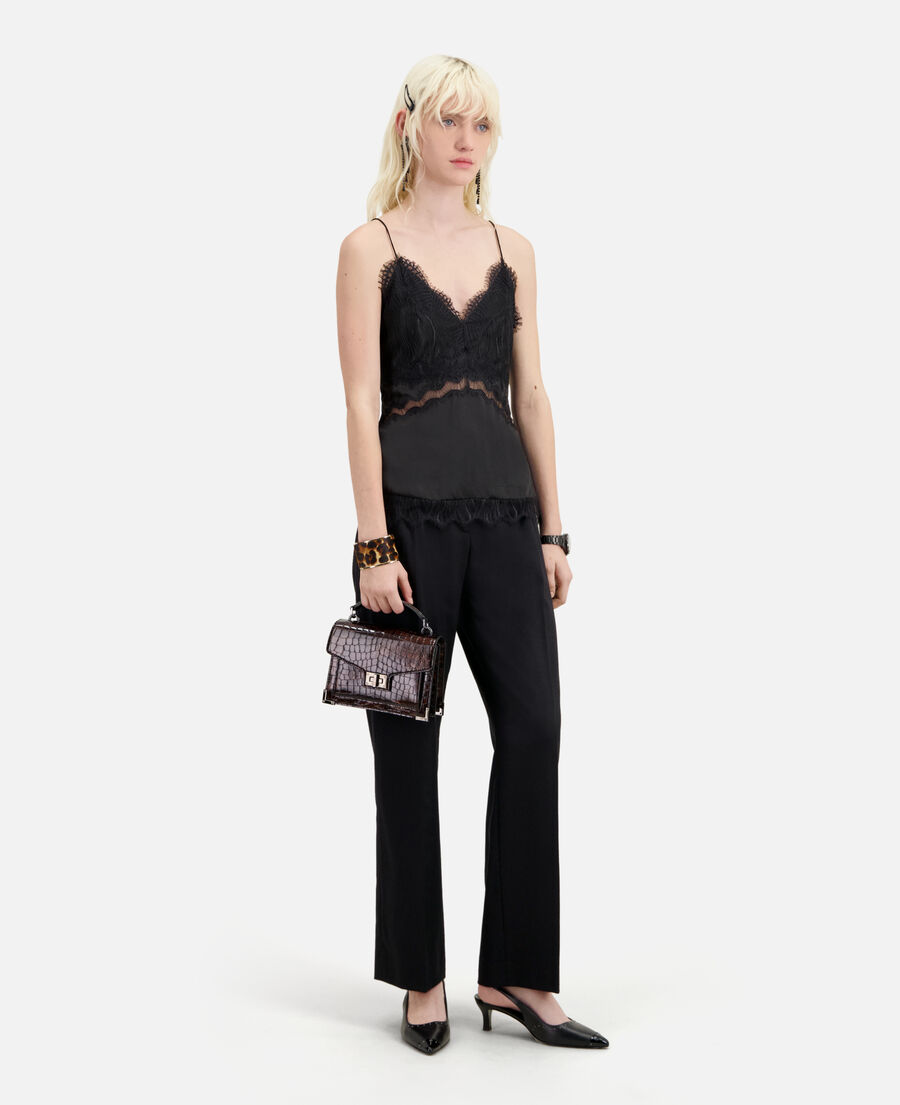 black camisole with lace details