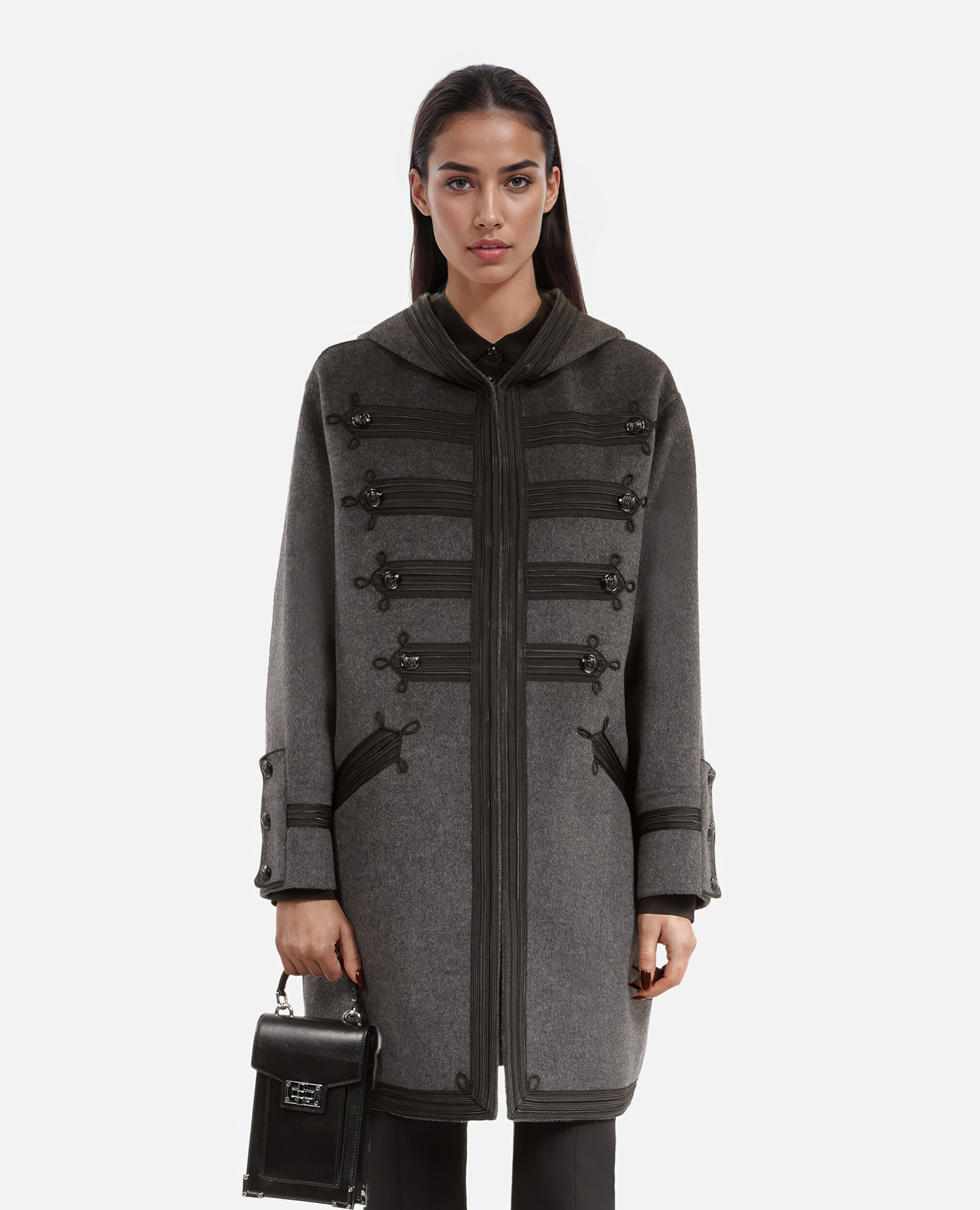 Wool pea coat with hood top