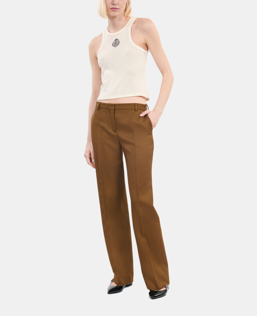 The Kooples FEMME KAKI pantalon tailleur ample marron