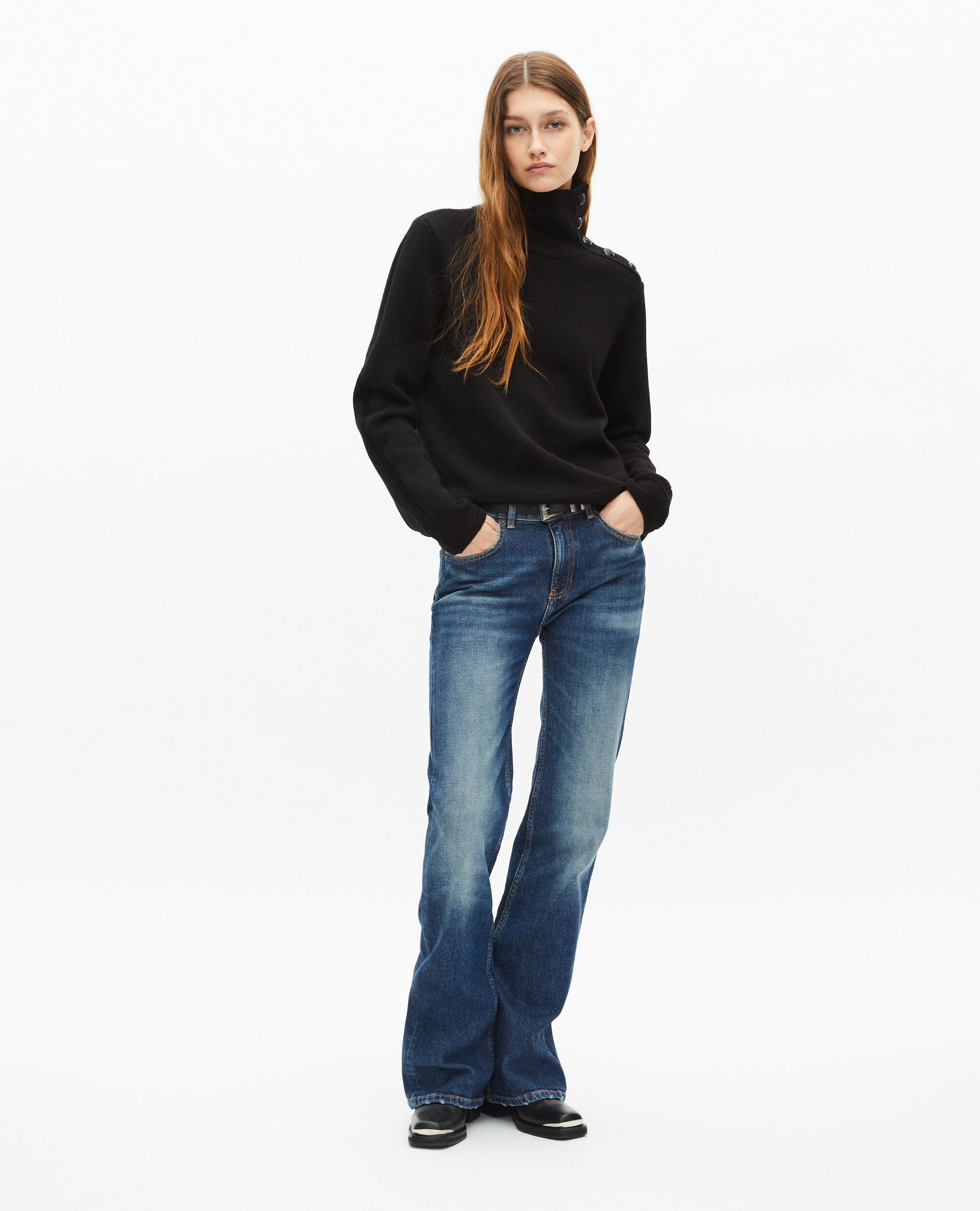 Blue flared low-rise jeans, BLUE ELECTRIC, hi-res image number null