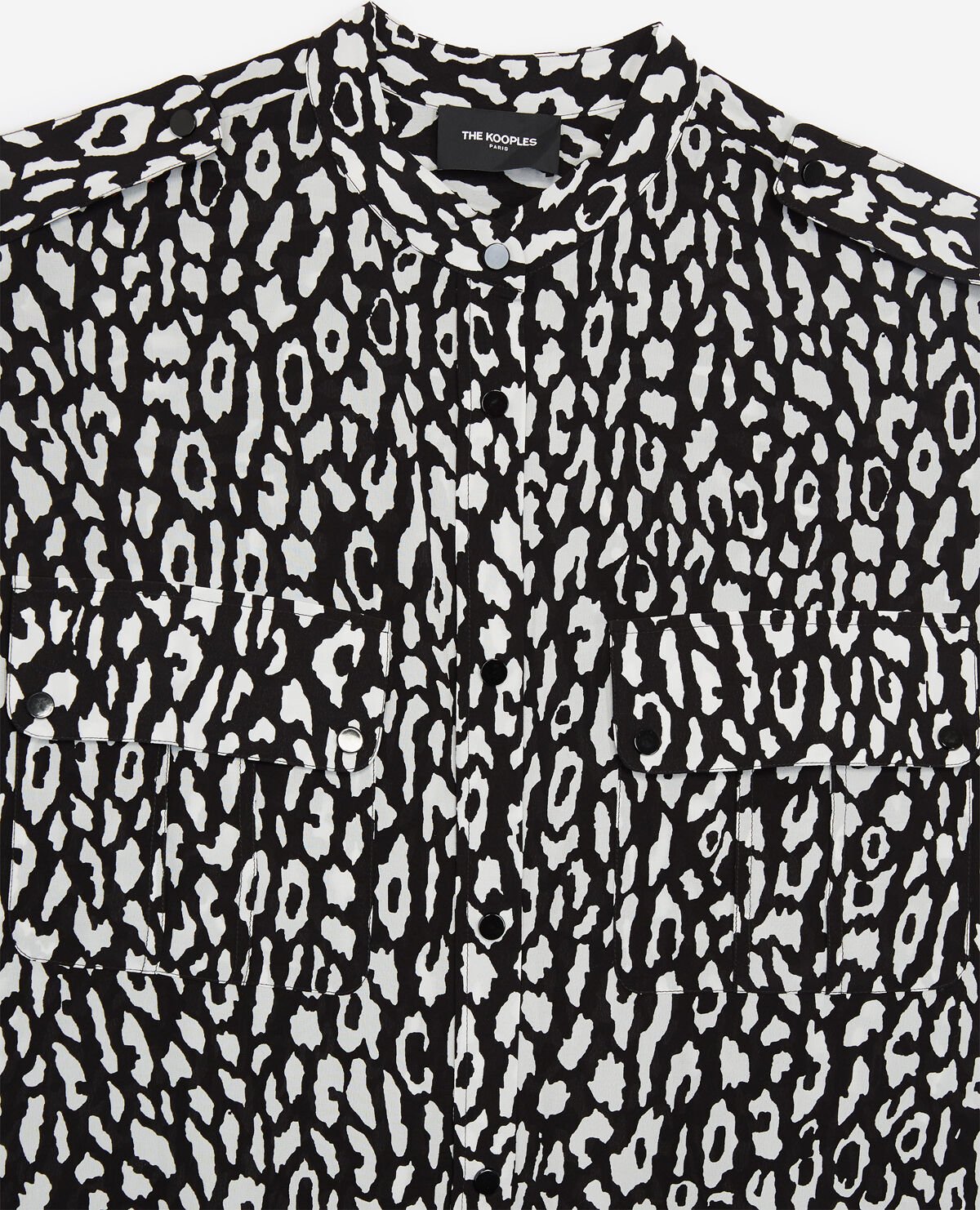 Silk blend shirt with white leopard-print motif