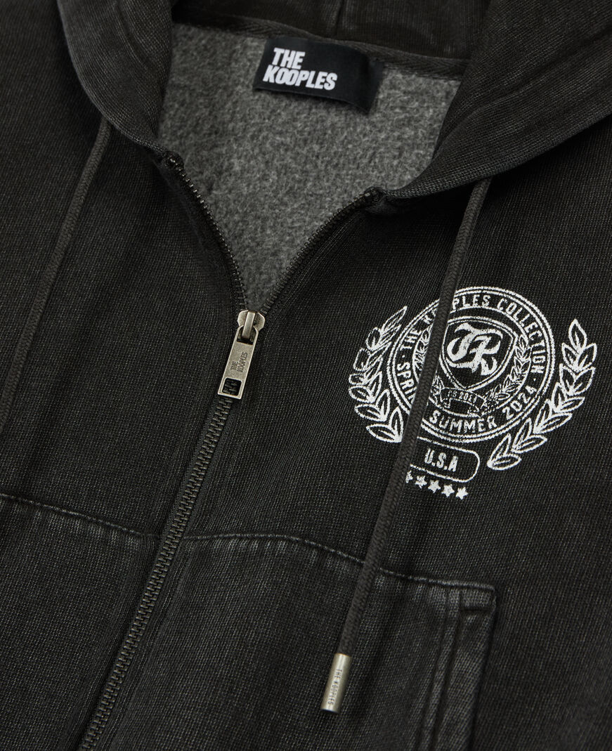 The Kooples MUJER BLACK WASHED sudadera blason negra capucha