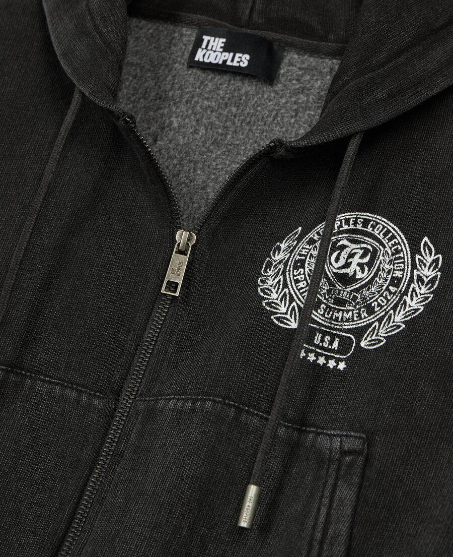 The Kooples WOMEN BLACK WASHED black blazon hoodie