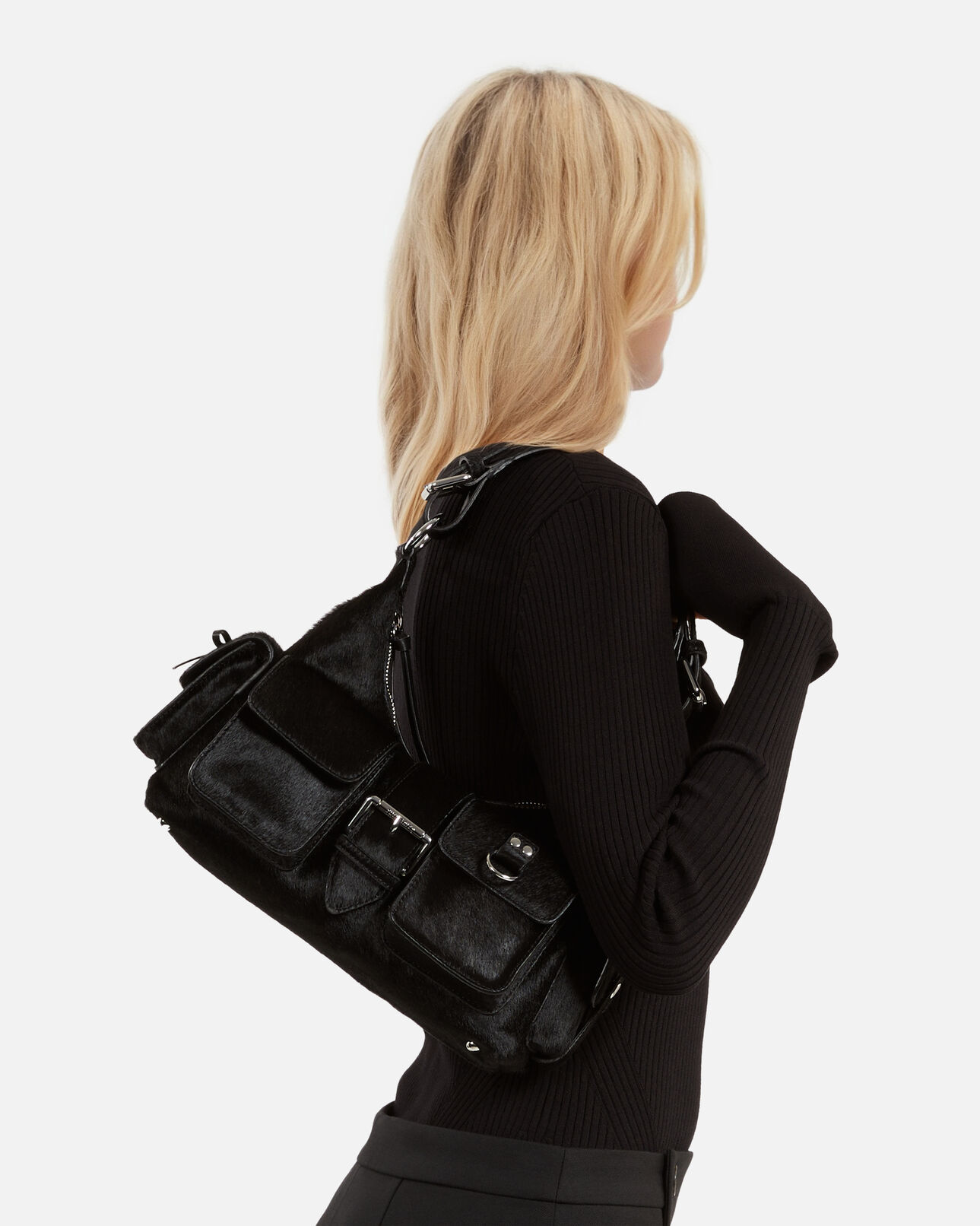 The Kooples DAMEN BLACK tasche amelia in fohlenoptik schwarz