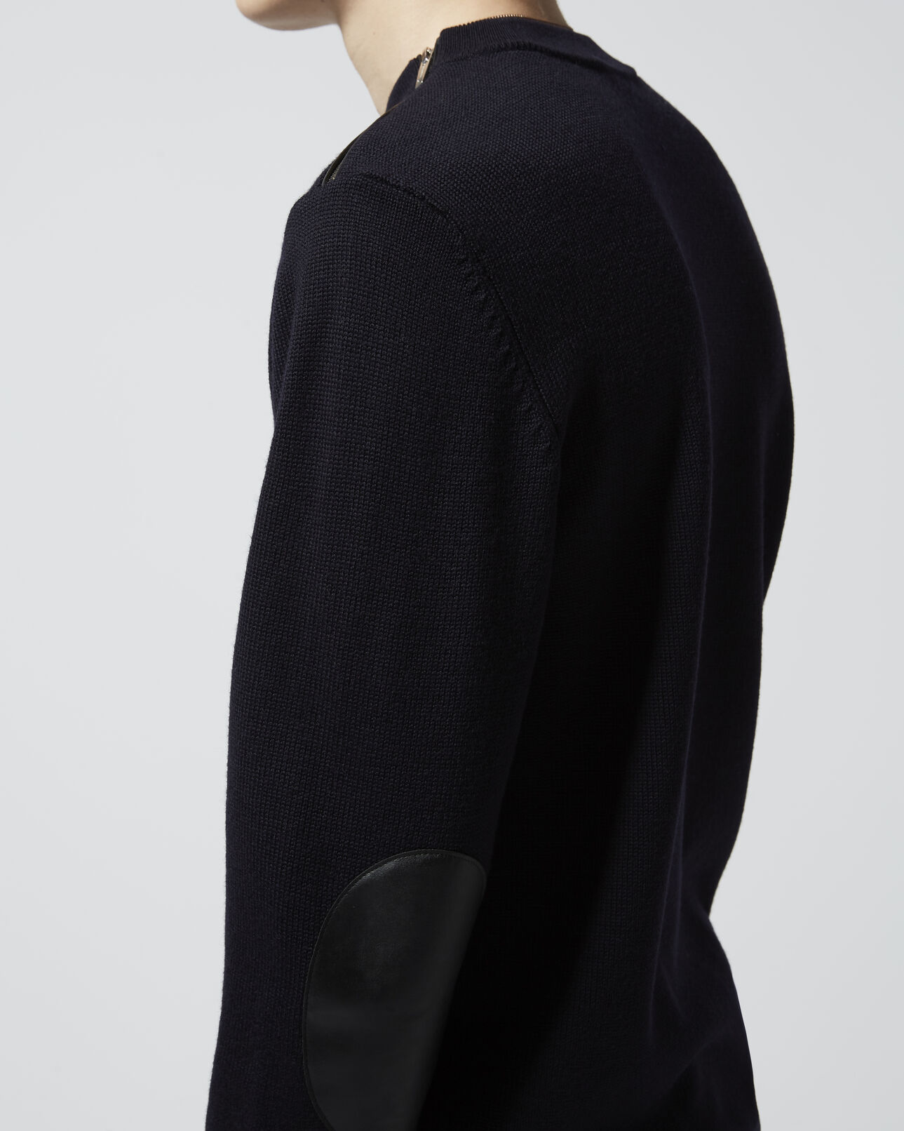 The Kooples MEN DARK NAVY navy blue merino wool sweater with zip