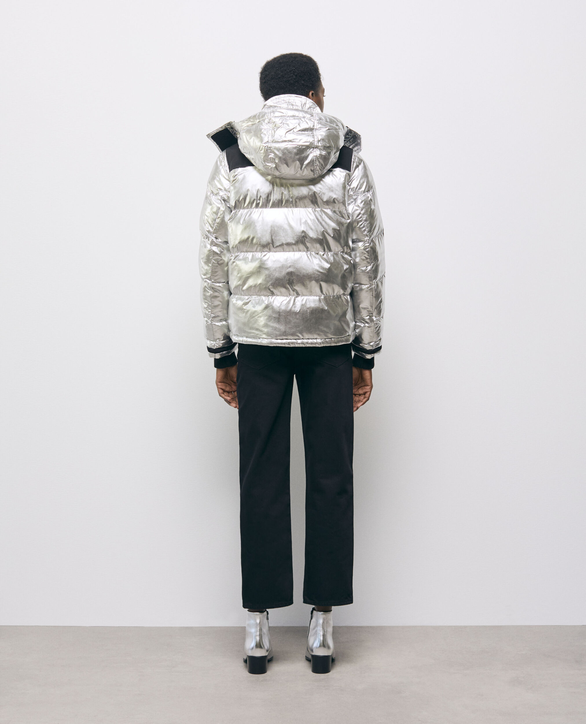 Silver puffer jacket sale men