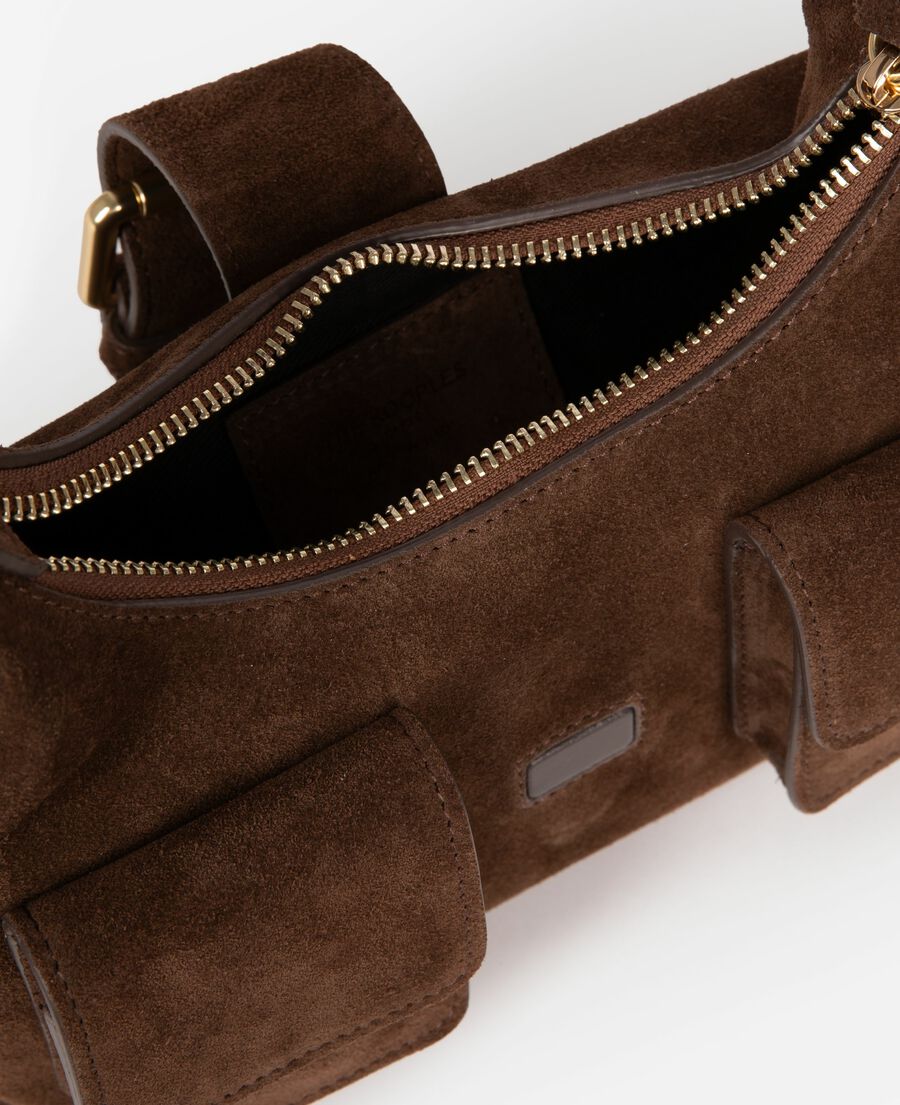 The Kooples WOMEN CHOCOLATE amelia small brown suede bag