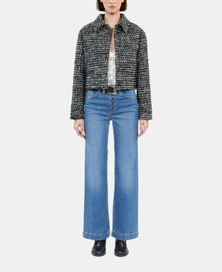 The Kooples FEMME BLACK WHITE blouson en tweed noir et blanc