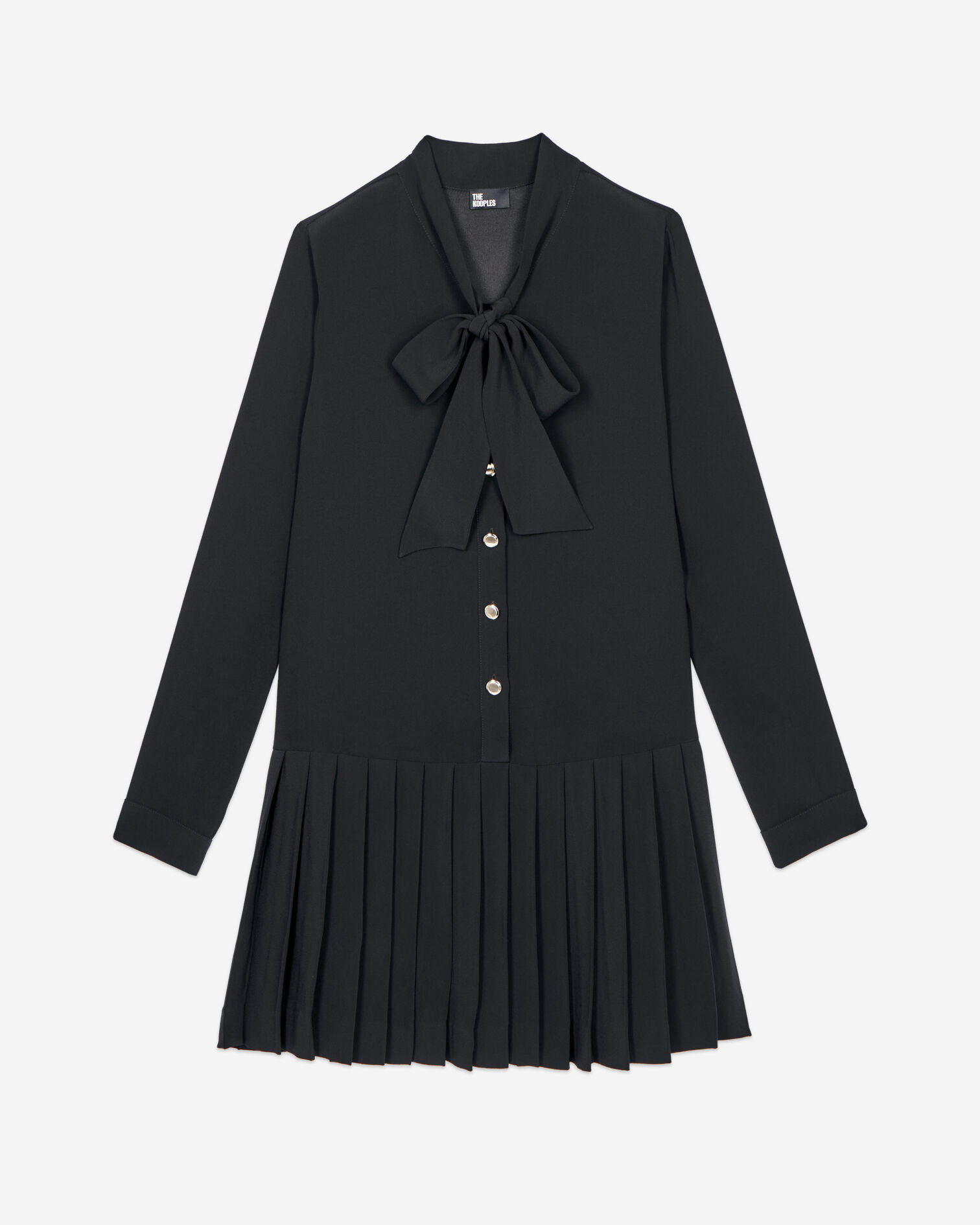 Short black dress with pleating, BLACK, hi-res image number null