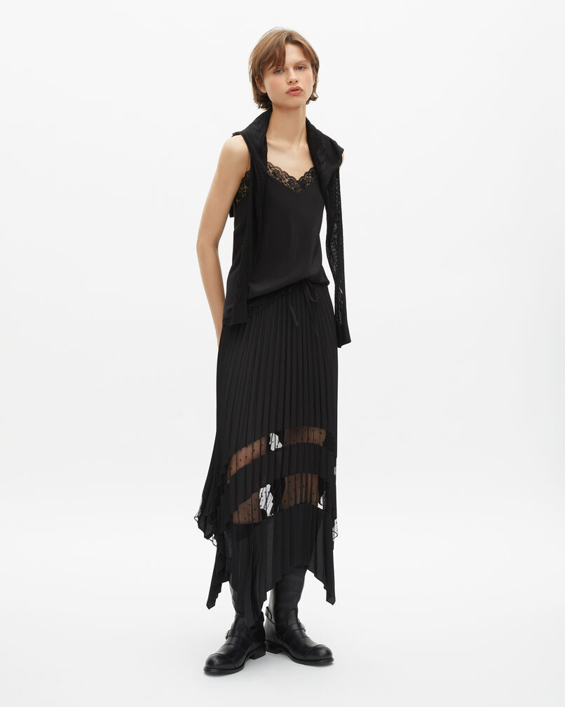 The Kooples FEMME BLACK jupe longue plissée noire