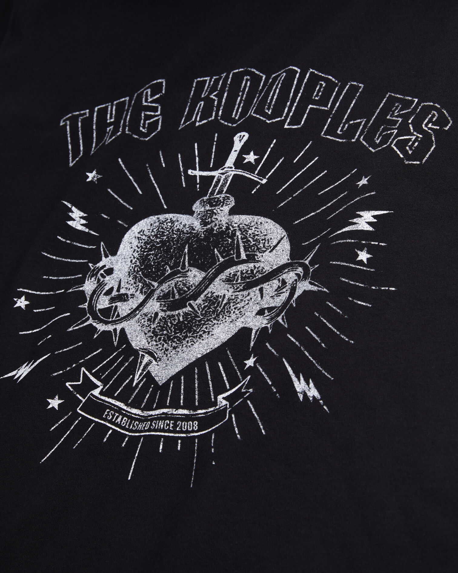 T-shirt Homme noir avec sérigraphie Dagger through heart, BLACK WASHED, hi-res image number null