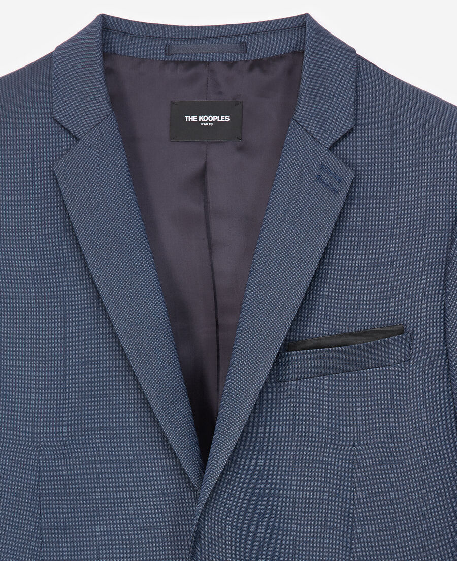 textured wool formal blue jacket