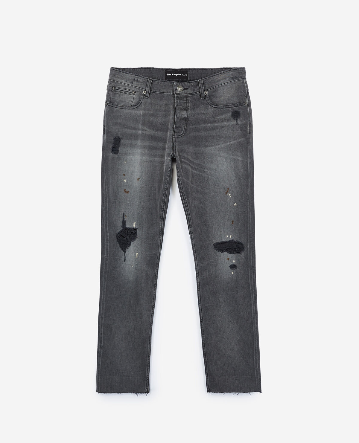 Faded dark grey ripped jeans