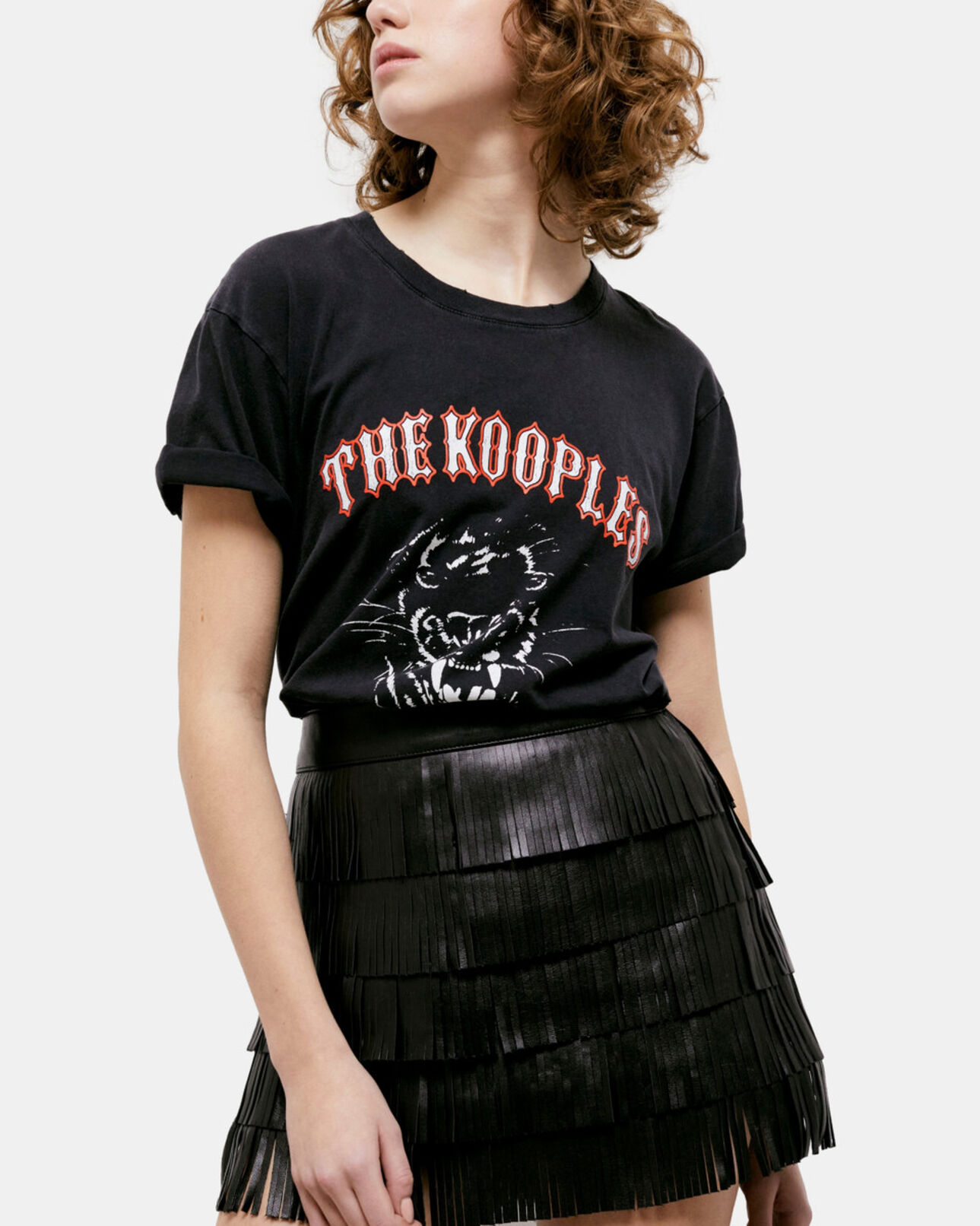 The Kooples FEMME BLACK jupe courte en cuir noire