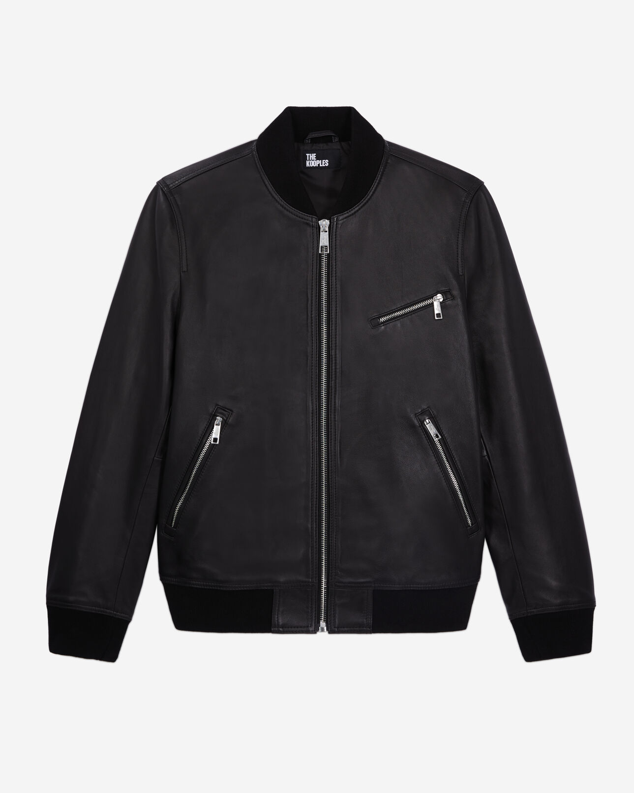 The Kooples HOMME BLACK blouson teddy en cuir noir
