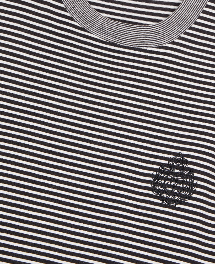 The Kooples H BLACK / WHITE striped blazon t-shirt