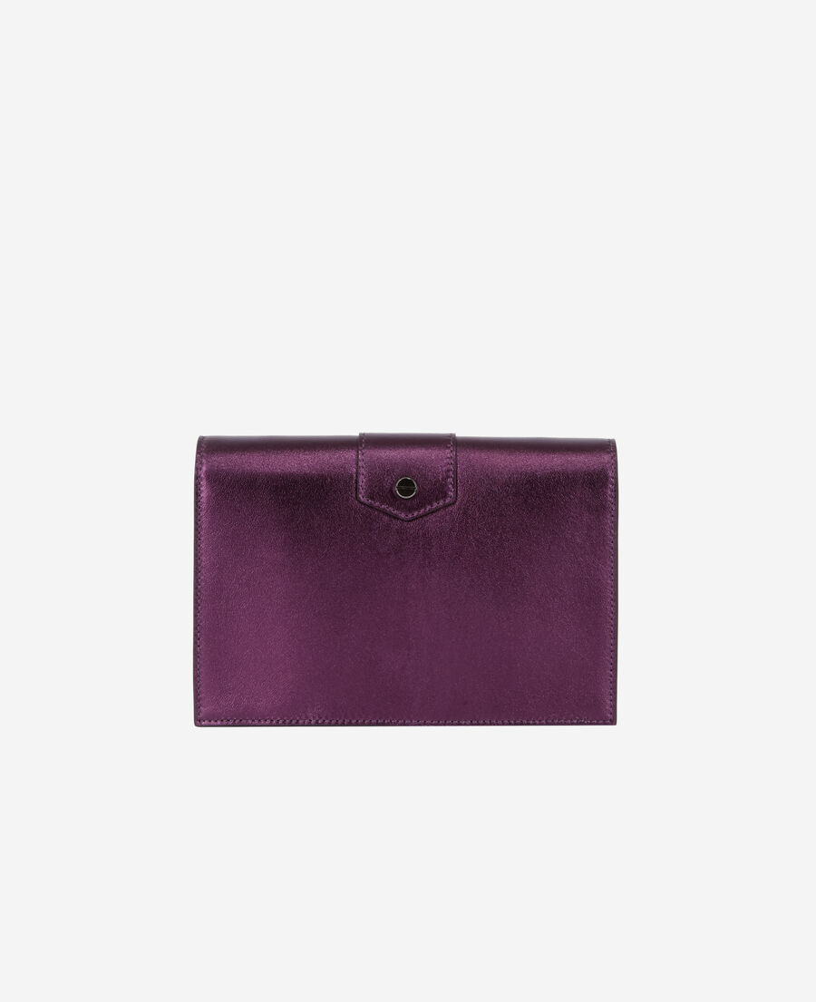 medium emily clutch bag in purple leather