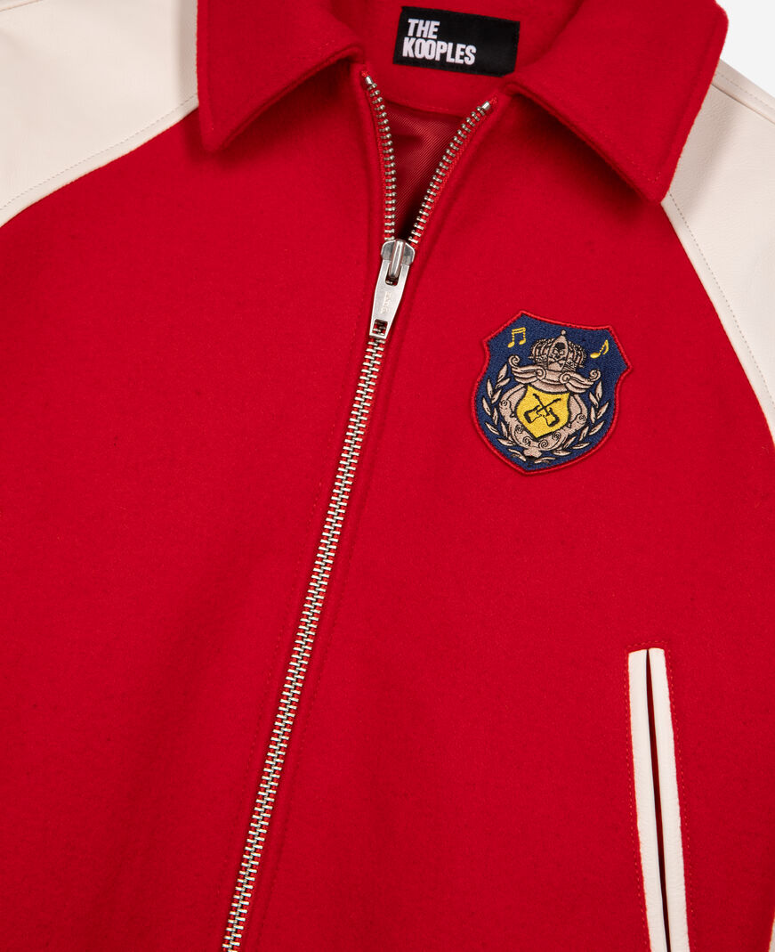 The Kooples WOMEN RED / WHITE red wool and leather jacket