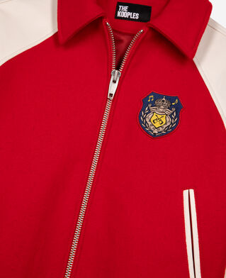 The Kooples WOMEN RED / WHITE red wool and leather jacket