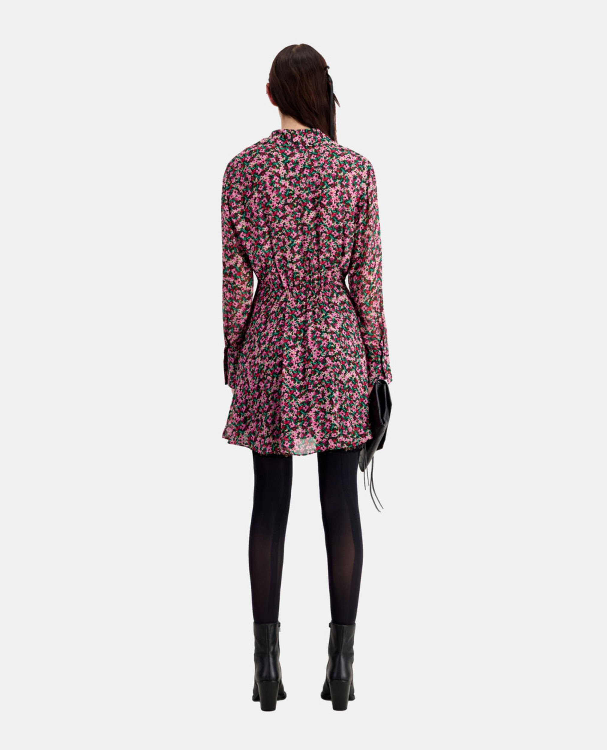 Short printed dress with draping, MULTICOLOR, hi-res image number null