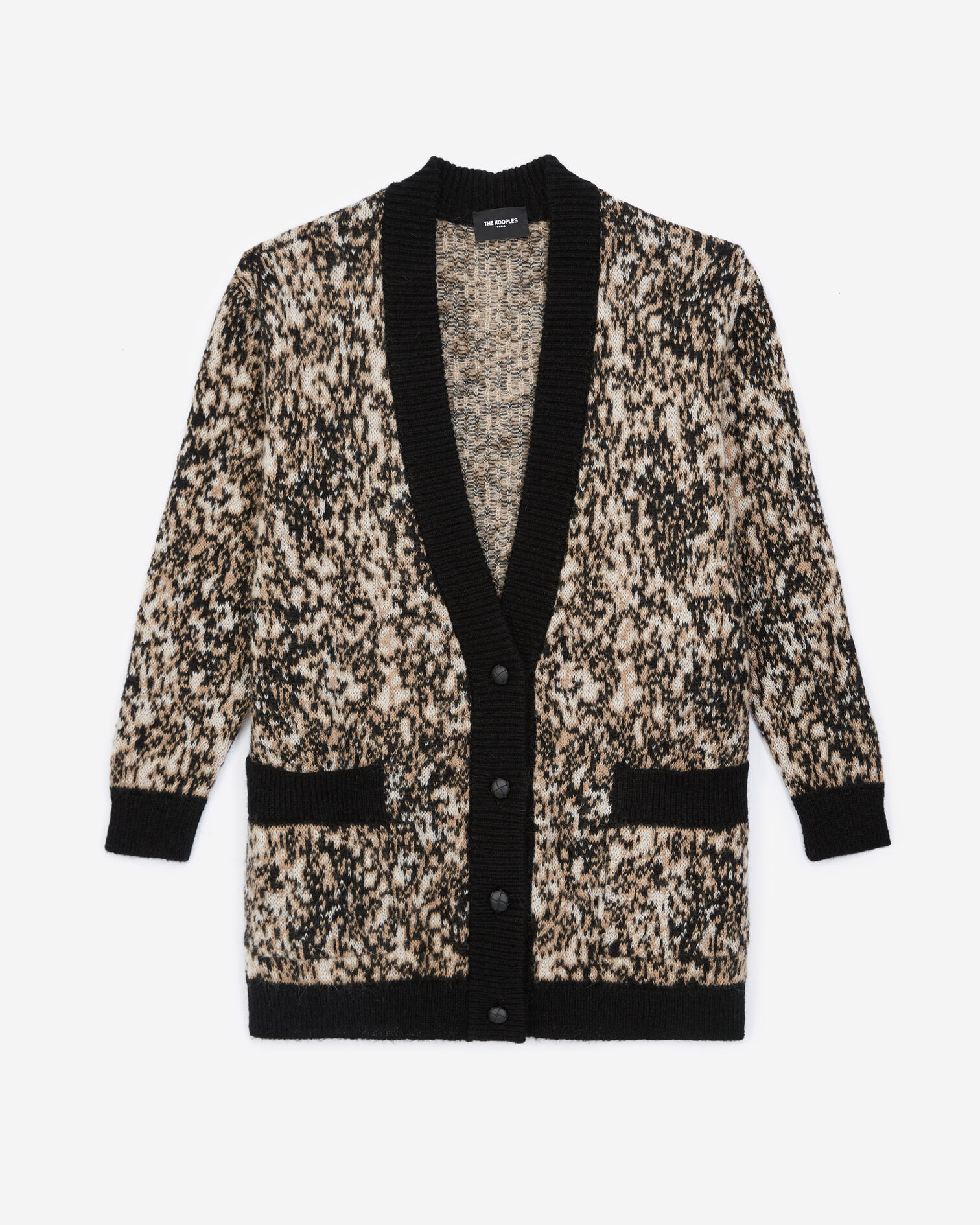 Strickjacke Leopardenprint lang, WHITE + BLACK PRINT, hi-res image number null